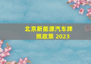 北京新能源汽车牌照政策 2023